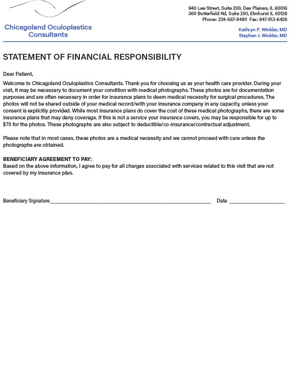 Photography Statement of Financial Responsibility